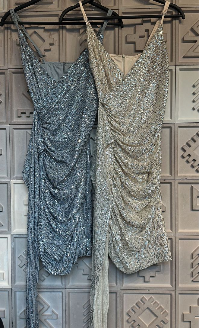 Cream Rouge Side Split Dress Gray Wholesale Clothing Glam
