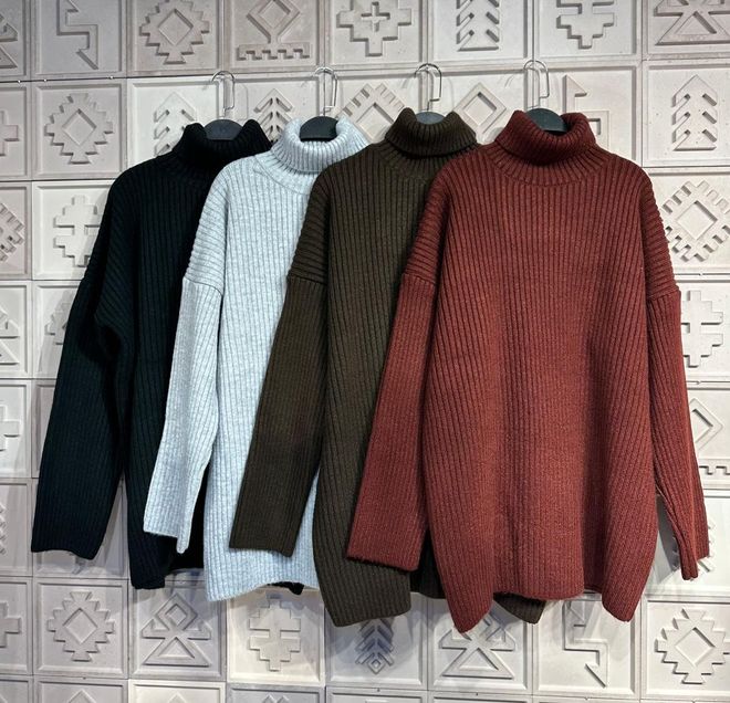 Cream Rouge Turtleneck Knit Dress Claret Red Wholesale Clothing Casual