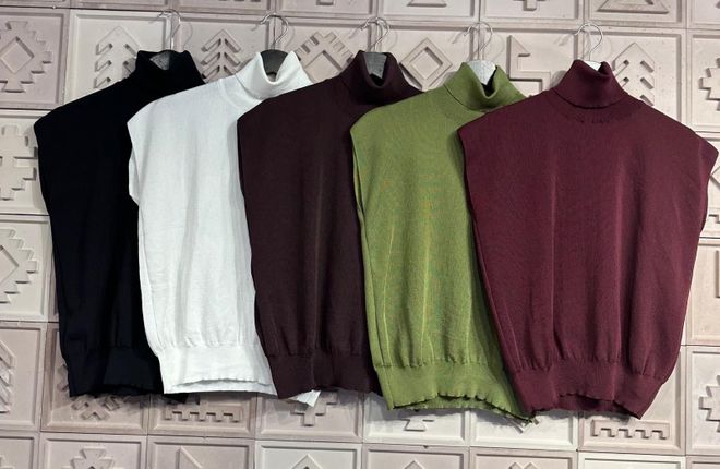 Cream Rouge Jersey De Punto Con Cuello Alto Sin Mangas Blanco Ropa al por mayor Casual