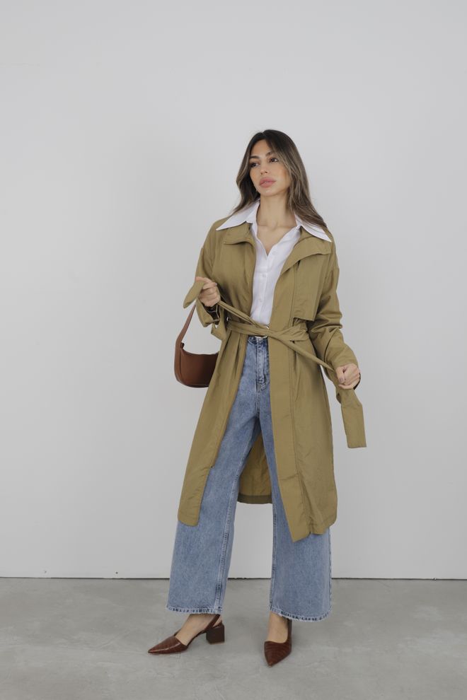 Cream Rouge Raincoat With Windbreaker Wholesale Clothing 7