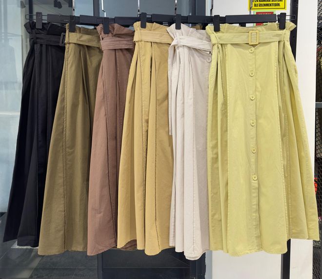 Cream Rouge Skirt Maxi Front Button Flared Wholesale Clothing Casual