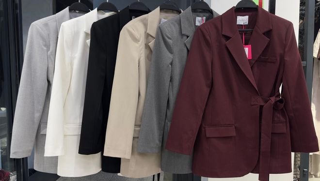 Cream Rouge Jacket Side Tie Wholesale Clothing Elegant