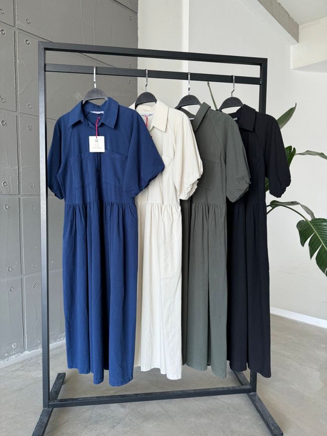 Cream Rouge Vestido Con Mangas Angostadas Y Doble Bolsillo Ropa al por mayor Casual