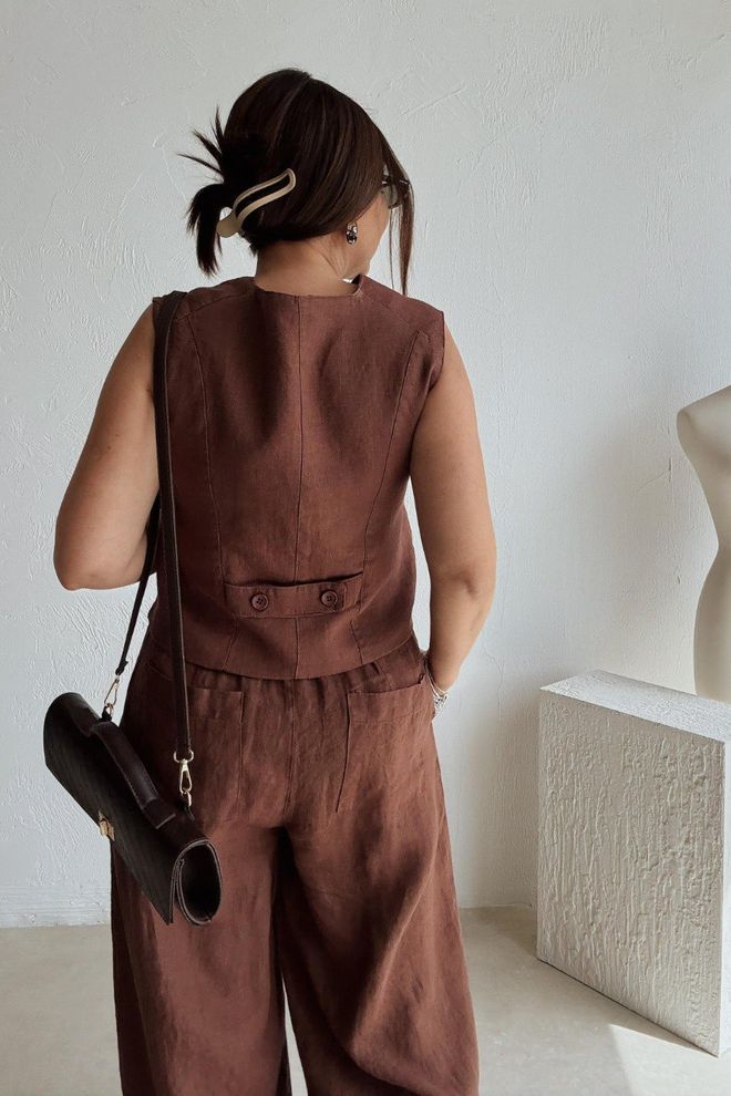 Cream Rouge Salaş Vest Suit Brown Wholesale Clothing Birthday