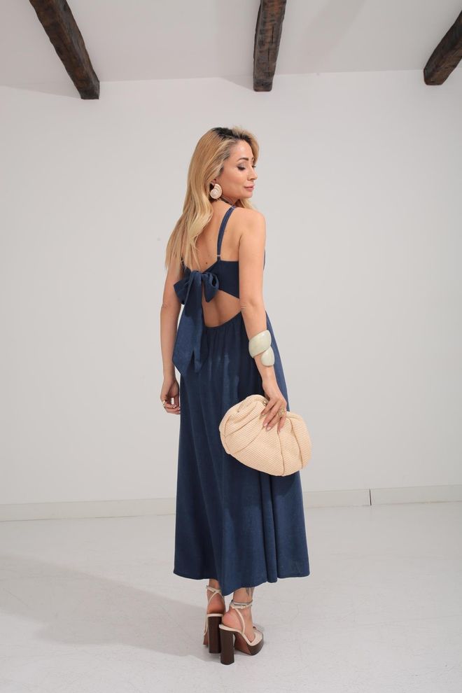Cream Rouge Vestito Sottoveste Blu Navy Con Scollo A V E Senza Maniche Abbigliamento all'ingrosso Casuale