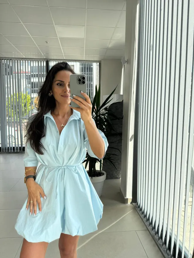 Cream Rouge Blau Lässig Niedlich Preppy Modest Hemd Kleid Großhandelskleidung Lässig