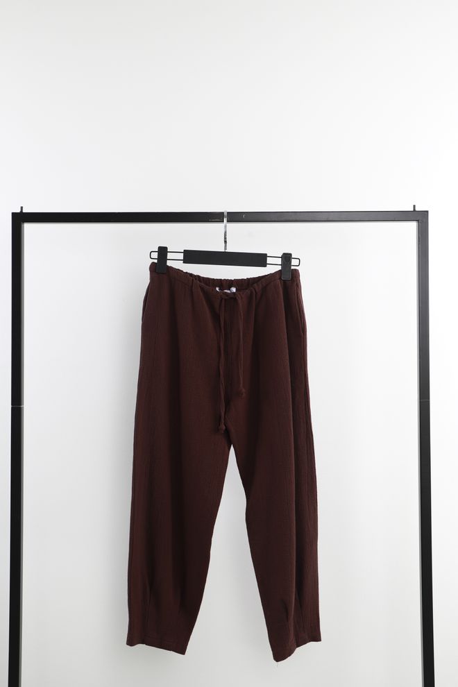 Cream Rouge Leg Pleated Pants Brown Wholesale Clothing Casual