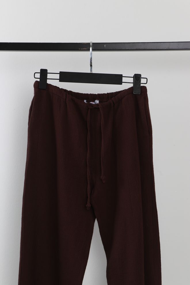 Cream Rouge Leg Pleated Pants Brown Wholesale Clothing Birthday