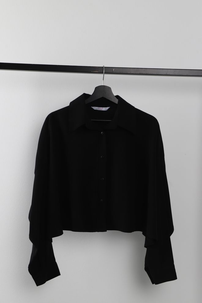 Cream Rouge Crop Shirt Crna Велепродаја одеће Неформалан