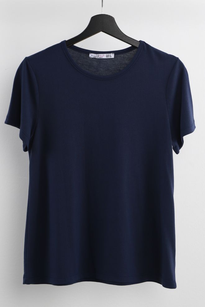 Cream Rouge Zero Collar Tshirt Indigo Wholesale Clothing Casual