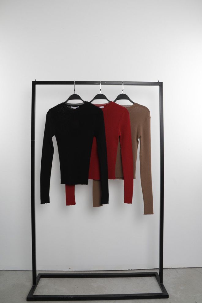 Cream Rouge Ribbed Slim Sweater Brown Wholesale Clothing Casual