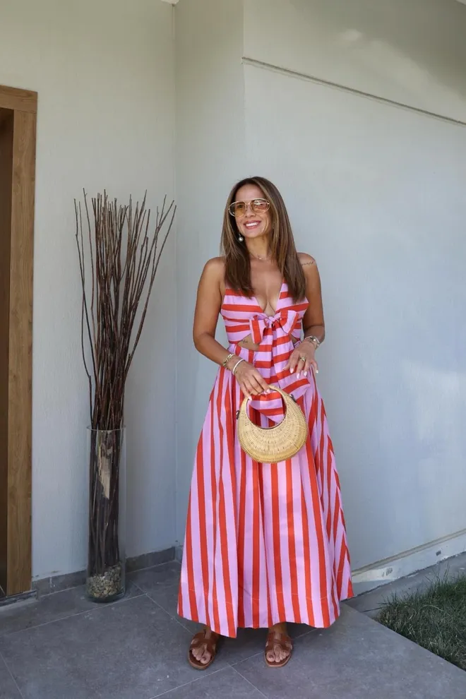 Cream Rouge Pink Wrap Maxi Dress With V Neck And Cap Sleeves Wholesale Clothing Casual