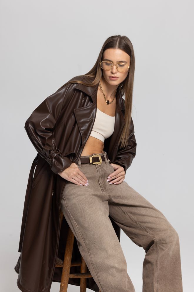 Cream Rouge Gabardina Marrón Casual Elegante Glam Envolvente Ropa al por mayor Casual