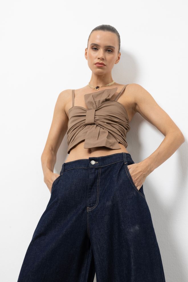 Cream Rouge Χακί Crop Top Με Στενή Γραμμή Στράπλες Και Πολύ Κοντό Μανίκι Χονδρικό εμπόριο ενδυμάτων Casual