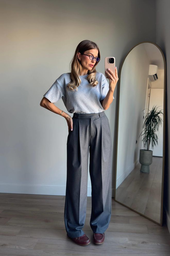 Cream Rouge Grijze Elegante Hoge Taille Taps Toelopende Broek Groothandel Kleding Casual