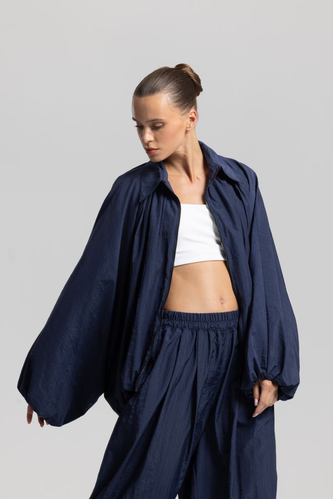 Cream Rouge Tamsiai Mėlynas Sportinis Oversize Švarkas / Paltas Didmeninė prekyba drabužiais Kokteilinė