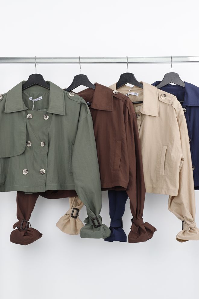 Cream Rouge Green Oversized Single Breasted Crop Coat Wholesale Clothing 1