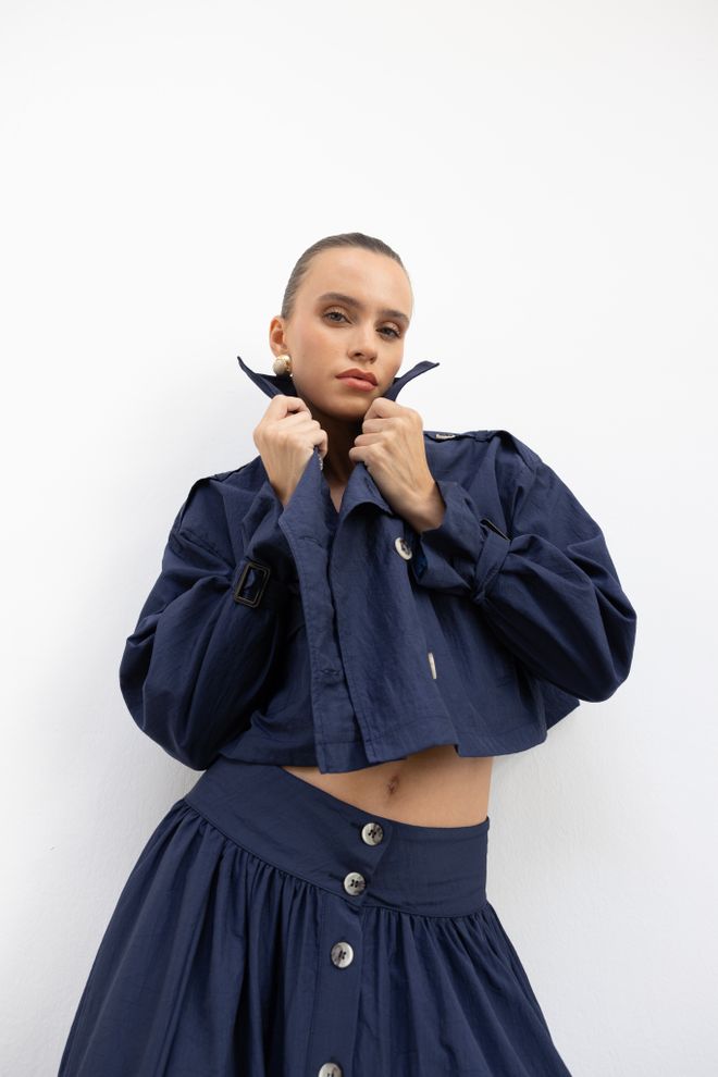 Cream Rouge Green Oversized Single Breasted Crop Coat Wholesale Clothing Lounge