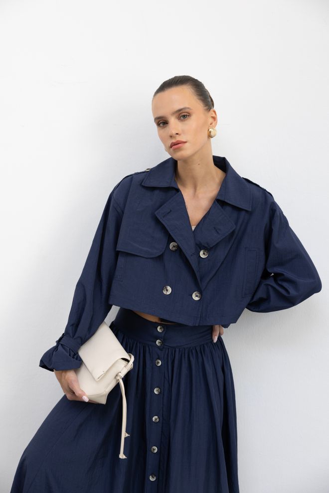 Cream Rouge Green Oversized Single Breasted Crop Coat Wholesale Clothing Winter