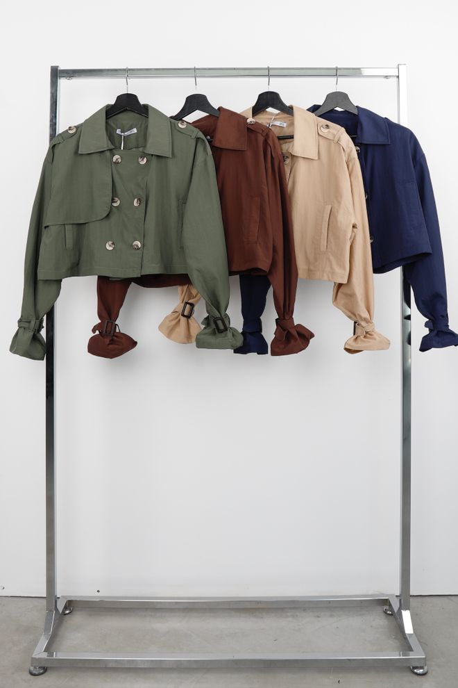 Cream Rouge Béžový Dvojradový Skrátený Neformálny Kabát Veľkoobchod s oblečením 5