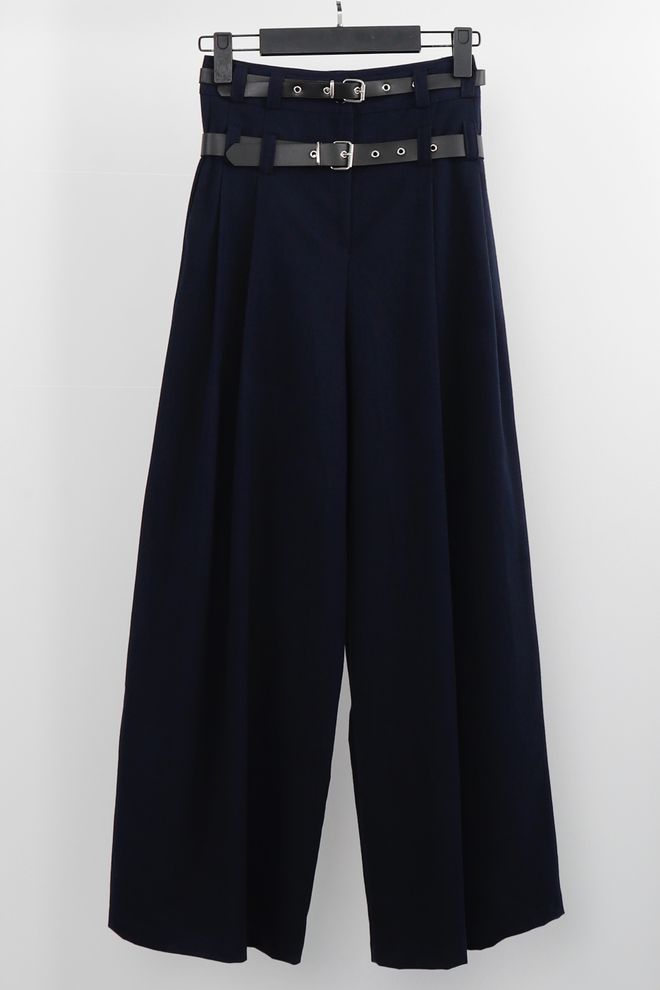 Cream Rouge Παντελόνι Palazzo Navy Blue Με Ψηλή Μέση Και Φαρδιά Μπλούζα Χονδρικό εμπόριο ενδυμάτων Casual