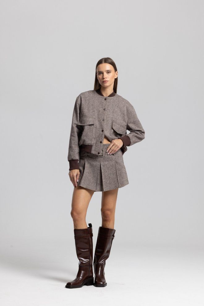 Cream Rouge Giacca Bomber Marrone Abbigliamento all'ingrosso Casuale