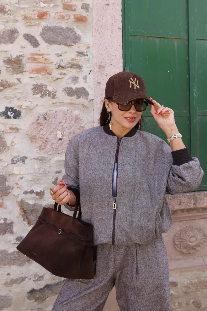 Cream Rouge Giacca Bomber Grigia Con Chiusura A Cerniera E Vestibilità Oversize Abbigliamento all'ingrosso Casuale