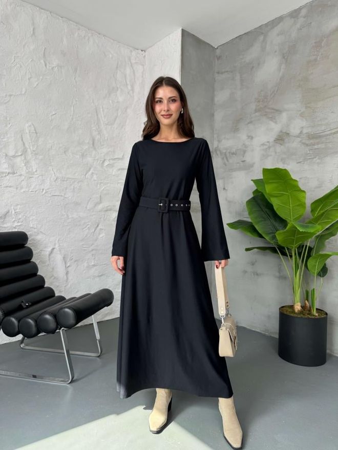Cream Rouge Nero A Line Modesto Elegante Vestito Abbigliamento all'ingrosso Modesto