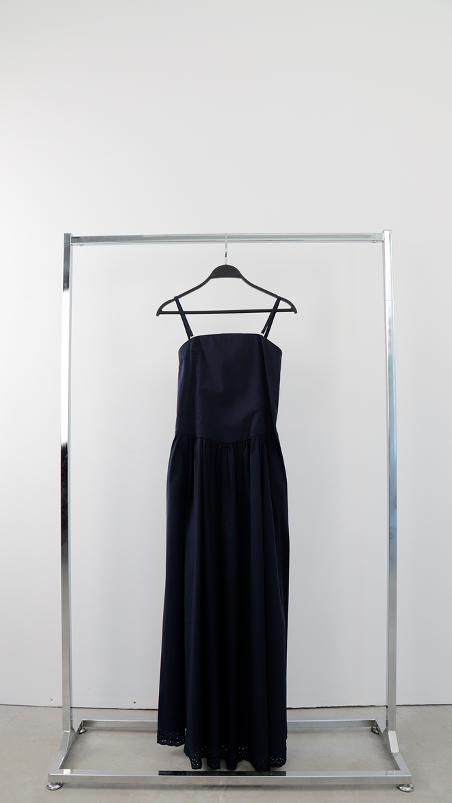 Cream Rouge Marineblauw A lijn Maxi Jurk Met Kapmouw Groothandel Kleding Casual