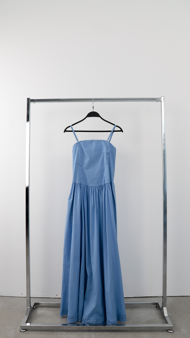 Cream Rouge Vestito Slip Blu Elegante Lungo Fino Al Pavimento Abbigliamento all'ingrosso Casuale