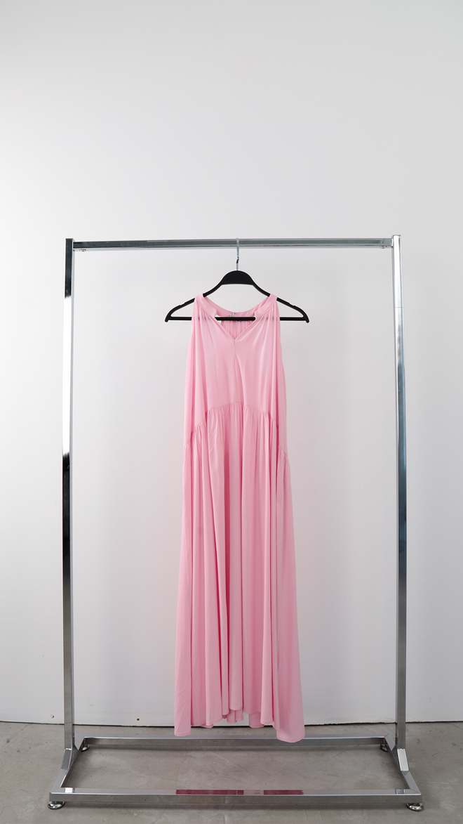 Cream Rouge Vestito Rosa Maxi A Line Senza Maniche Scollo A V Abbigliamento all'ingrosso 0