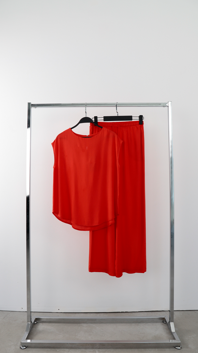 Cream Rouge Blusa Rojo Casual Elegante Liso Manga Casquillo Ropa al por mayor 0