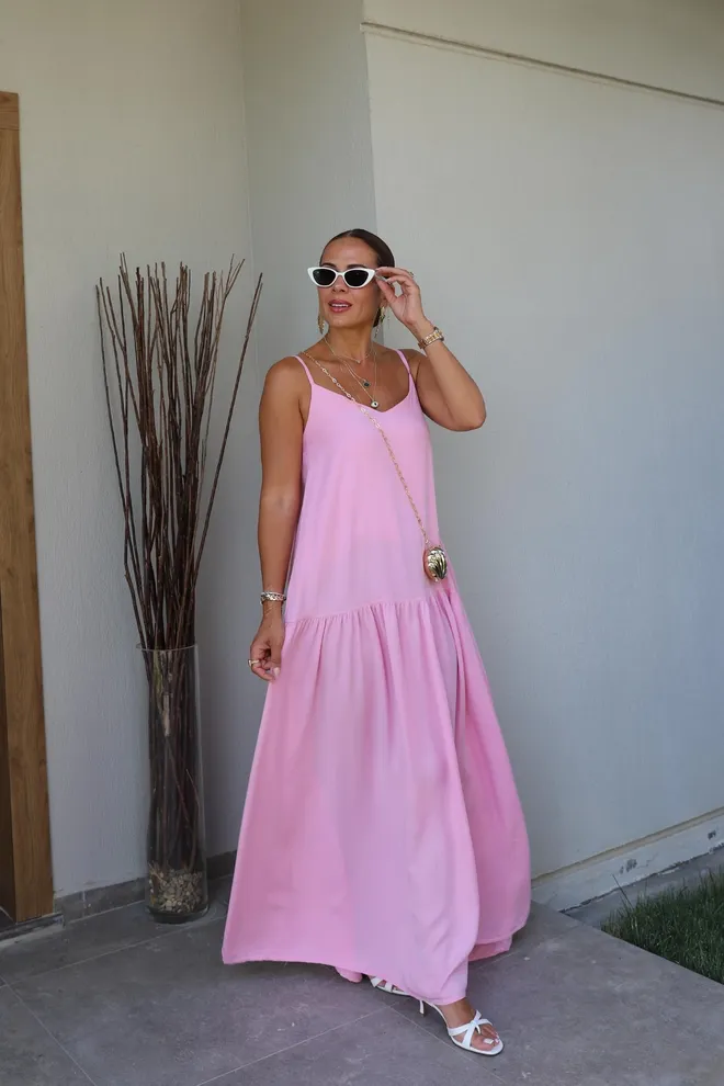 Cream Rouge Bež Haljina Maxi Cami Bez Rukava V izrez Boho Veleprodaja odjeće 1