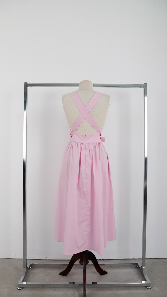 Cream Rouge Pembe A Kesim Midi Elbise İle Japone Kol Toptan Giyim Gündelik