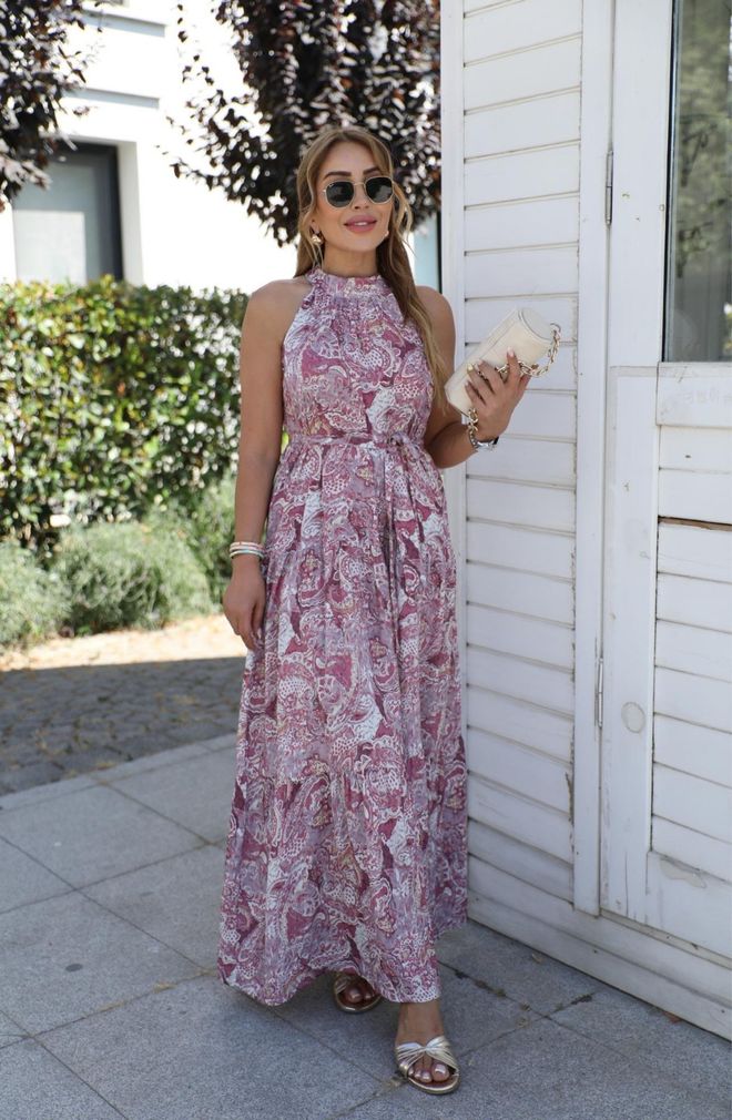 Cream Rouge Pink Sleeveless Boho Paisley Blazer Dress Wholesale Clothing Casual