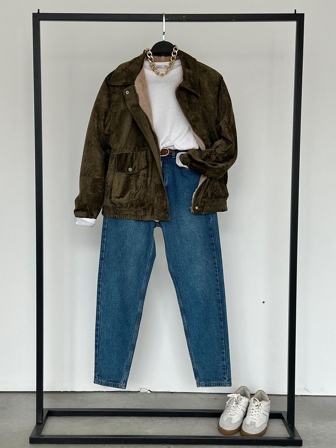 Cream Rouge Kahverengi Bomber Kaban Fermuarlı Toptan Giyim Gündelik