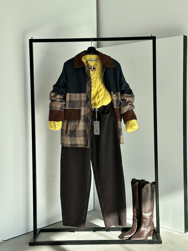 Cream Rouge Siyah Shacket Kaban Damalı Ve Düz Desenlerle Toptan Giyim Gündelik