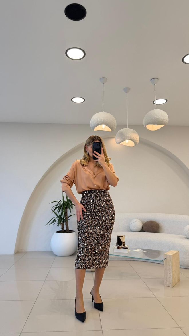 Cream Rouge Siyah Zarif Resmi Işıltılı Nostaljik Seksi Retro Etek Toptan Giyim Nostaljik