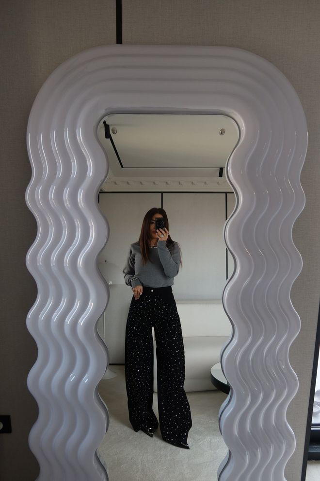 Cream Rouge Calças Palazzo Pretas Com Lantejoulas Roupas por atacado Casual