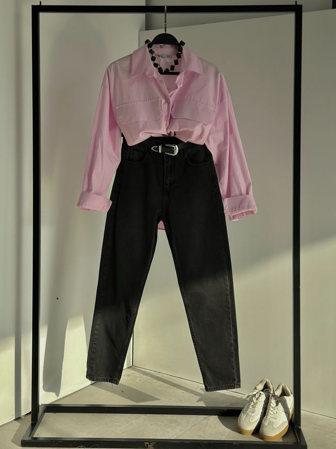 Cream Rouge Ružičasta Ležerna Majica S Gumbima I Zarezanim Izrezom Veleprodaja odjeće Ležerni