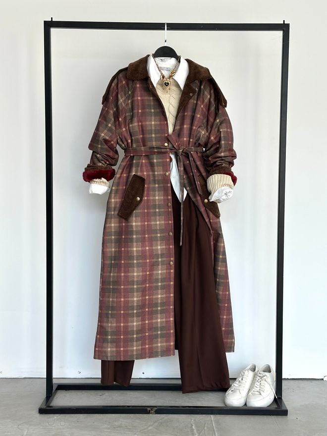Cream Rouge Marrone Retrò Casual Elegante Preppy Annata Trench Abbigliamento all'ingrosso Casuale