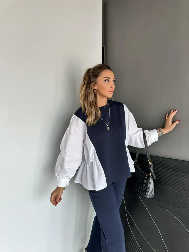 Cream Rouge Комплект Спортивного Костюма Темно синий Повседневный Спорт Элегантный Оптовая продажа одежды 1