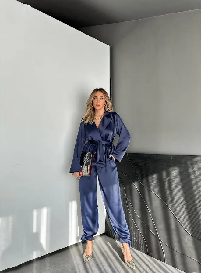 Cream Rouge Camicia Blu Navy Elegante Formale Glamour Abbigliamento all'ingrosso Formale