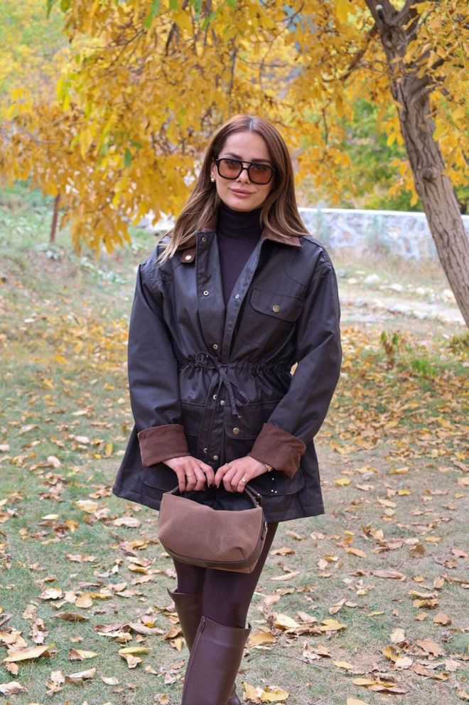 Cream Rouge Trench Marrone Elegante Con Motivo A Quadri Abbigliamento all'ingrosso Casuale