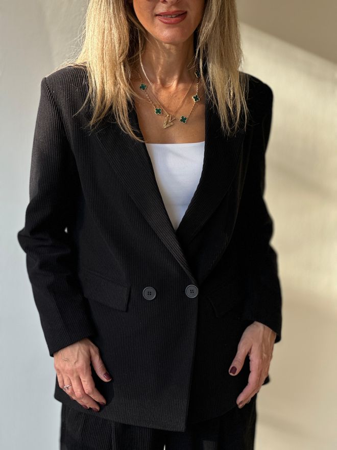 Cream Rouge Nero Blazer Monopetto Giacca Abbigliamento all'ingrosso Casuale