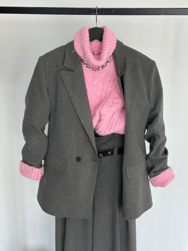 Cream Rouge Giacca Blazer Grigia Monopetto Abbigliamento all'ingrosso Casuale