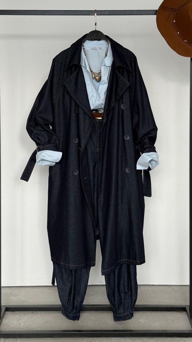 Cream Rouge Gabardine Preta Estilo Clássico Dupla Abotoadura Roupas por atacado Casual