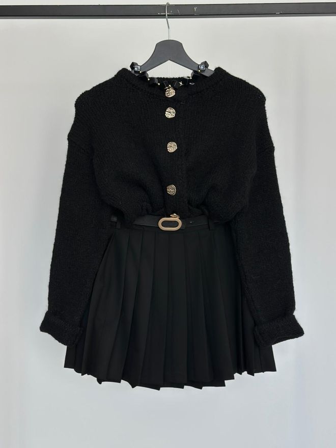 Cream Rouge بنطال كولوتيس ساق عريضة أسود خصر عالي ملابس بالجملة محتشم