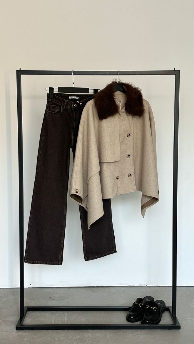 Cream Rouge Poncho Beige Casual Elegante Vintage Boho Modesto Retrò Abbigliamento all'ingrosso Modesto