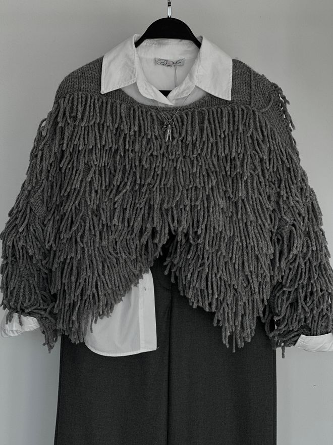 Cream Rouge Maglione Grigio Casual Boho Abbigliamento all'ingrosso Casuale